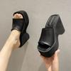 Women's Slippers Fashion Thick Bottom Mules New Square Head One-word Slippers Casual Beach Slippers for Women Platform Sandalias