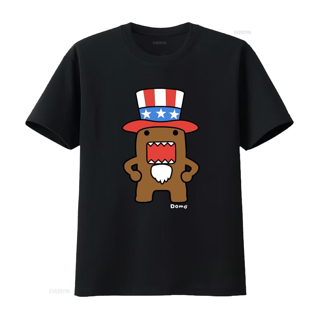 Domo Kun T-Shirt mit blauem Onkel Sam Amerikanischer Hut Design NHK Größe L 100% Baumwolle Neu Vintage Gewaschen Mode Mann