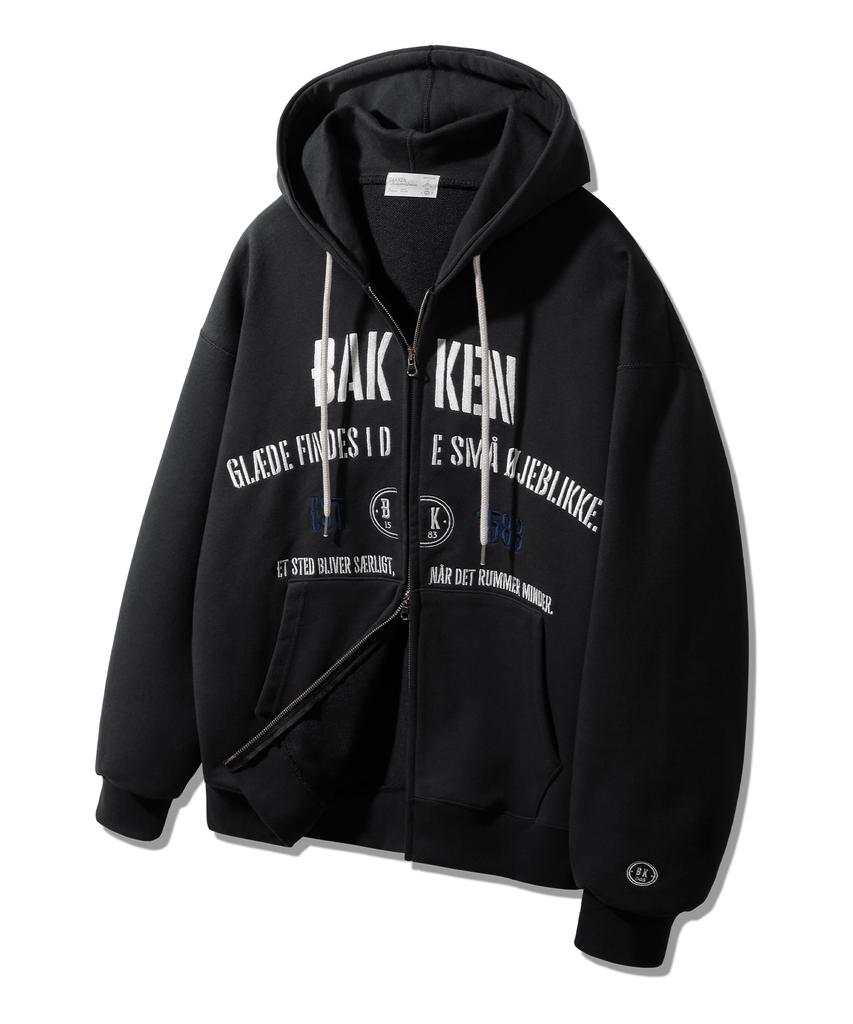 Bakken Four Seasons Embroidered Two-Way Zip-Up Hoodie Bk7993_Black