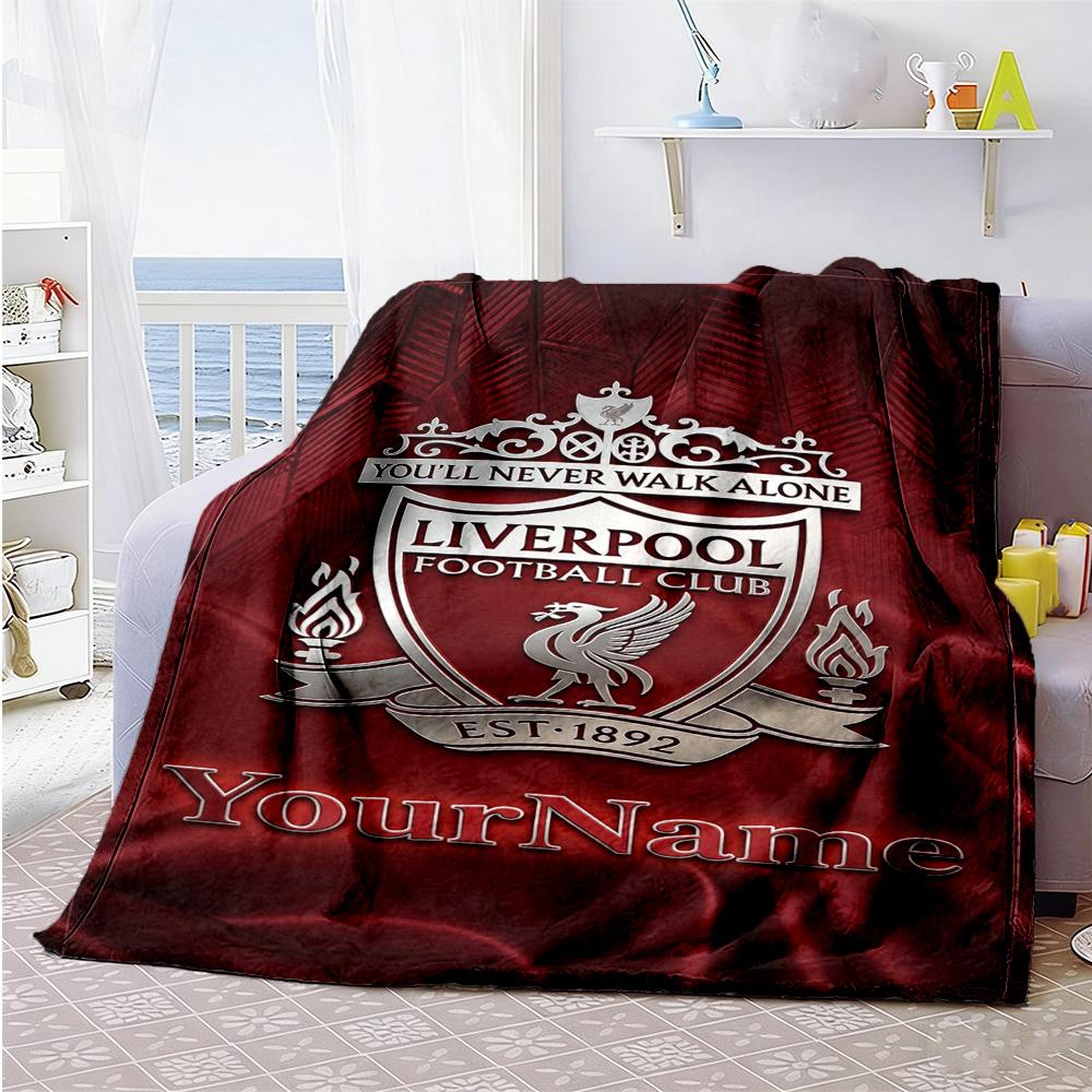 Liverpool Personalized Text Blanket Cozy Personalized Blanket Soft & Cozy Throw For Nap Livingroom Couch Picnics Ideal for All Seasons