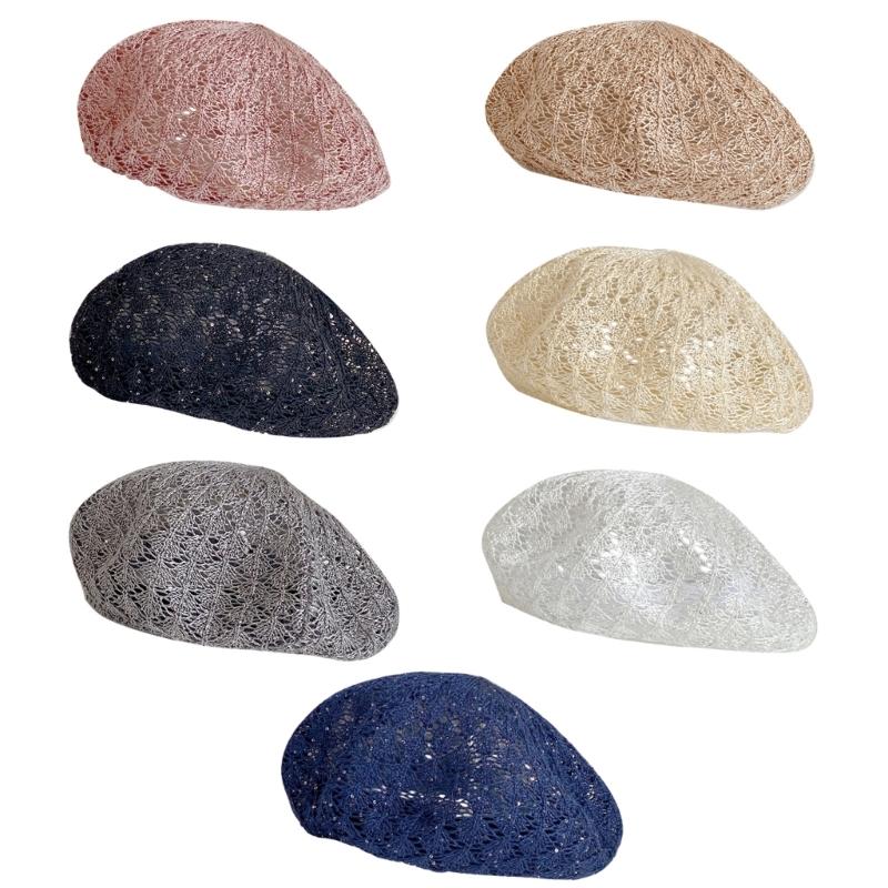 Elegant Hollow Out Knitted Beret Cap Stylish Pumpkin Shape For Ladies Daily Wear