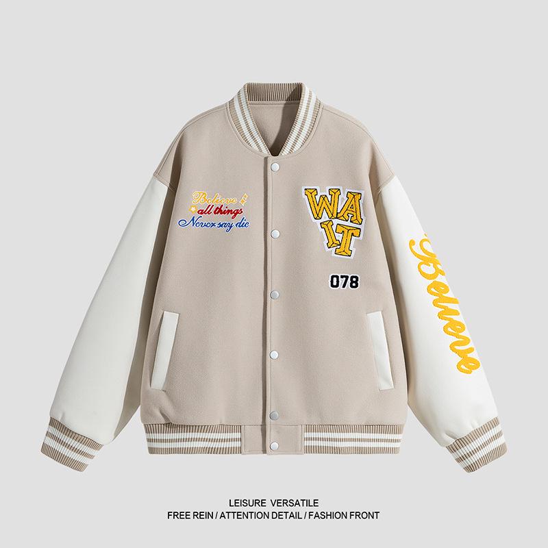 Mint Cat 2025 Spring Retro Couple Embroidered Baseball Jacket