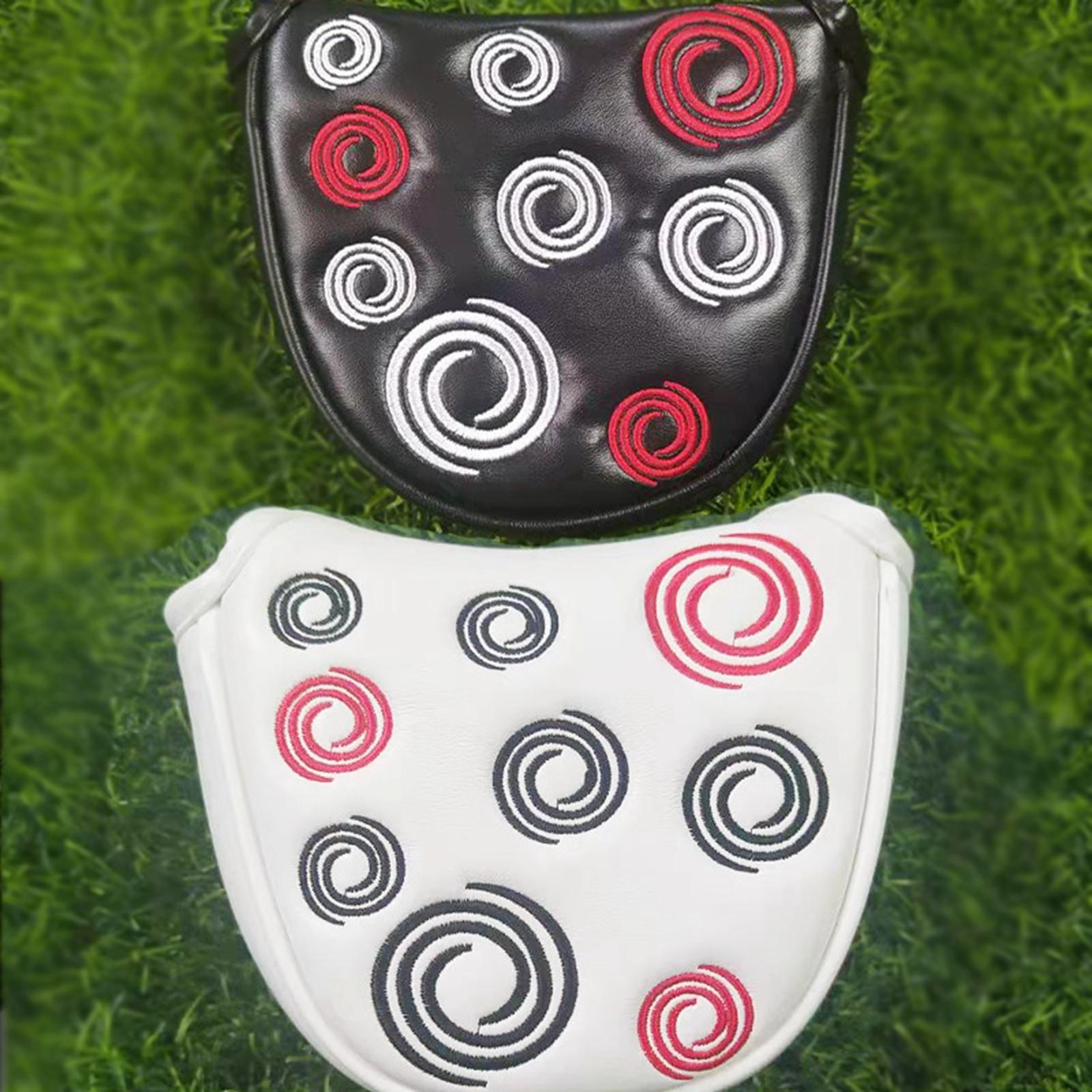 Golf Mallet Putter Cover Magnetic Closure Golf Headcover Waterproof PU Black and White Semi-circular Golf Putter Cover nero