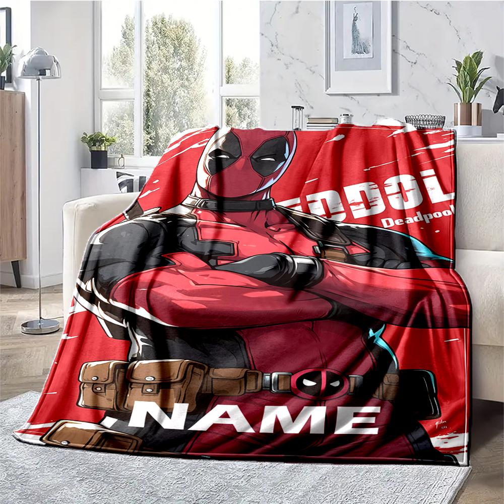 Custom Name Deadpool Theme Printed Blanket - Perfect for Couch, Bed, Travel & Outdoor Use | Machine Washable, Cozy & Durable.