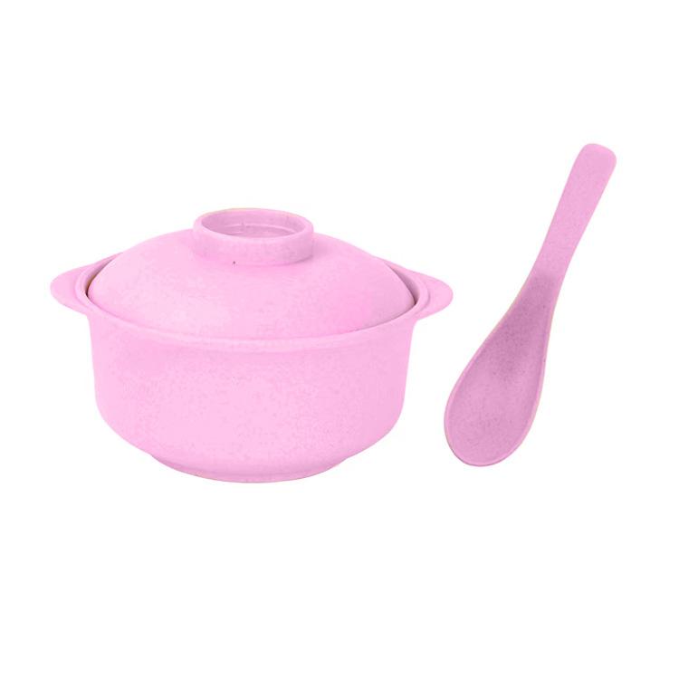 

Бытовая ударопрочная посуда с крышкой, миской и ложкой Bowl&lid&spoon розовый