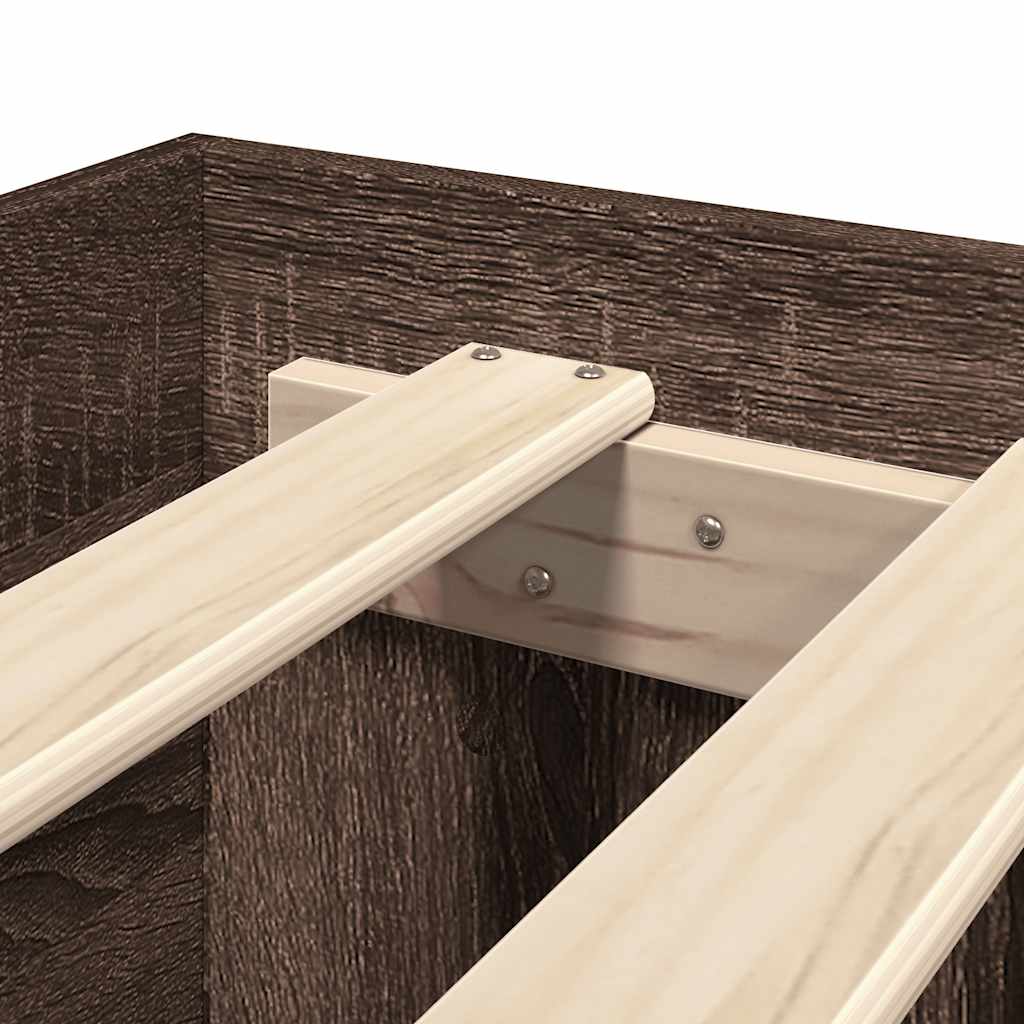 Bed Frame Without Mattress Brown Oak Look 120 X 200 Cm Engineered Wood