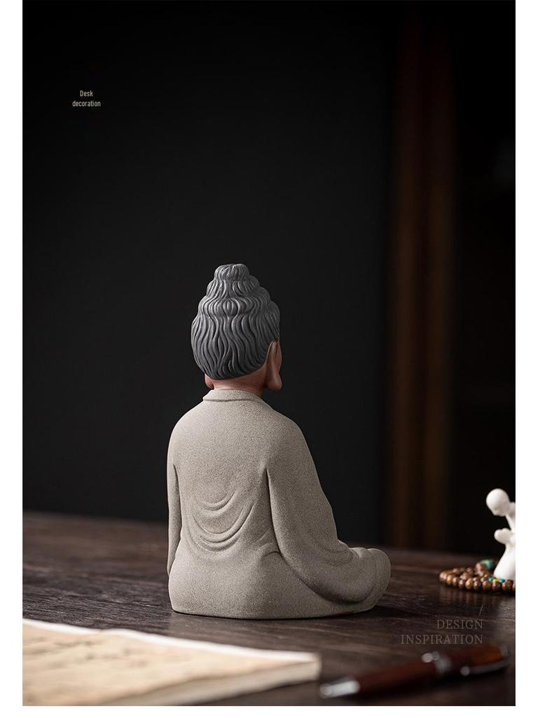 Zen Buddhist Ceramic Statue: Shakyamuni Buddha Desktop Ornament for Home Entrance Decor