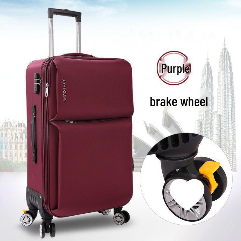 Canvas Large Capacity Carry-On Suitcase with Universal Wheels, Combination Lock, and Durable Trolley for Men and Women