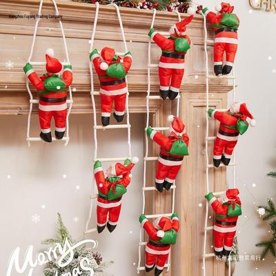 Santa Claus Rope Climbing Window Toy: Christmas Tree & Window Hanging Ornament