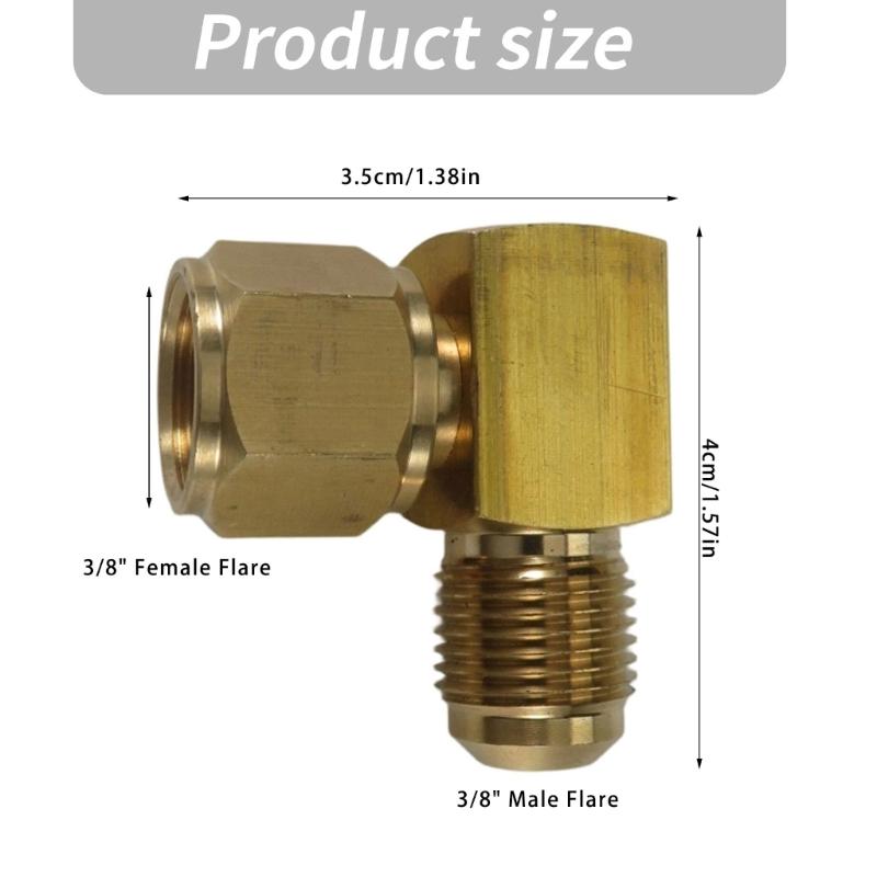 Brass 90 Degree Elbow Union for 3/8 Female x Male Pipe Ends, Angle Fitting with Turning Center Section for Pipe Change in Narrow Places