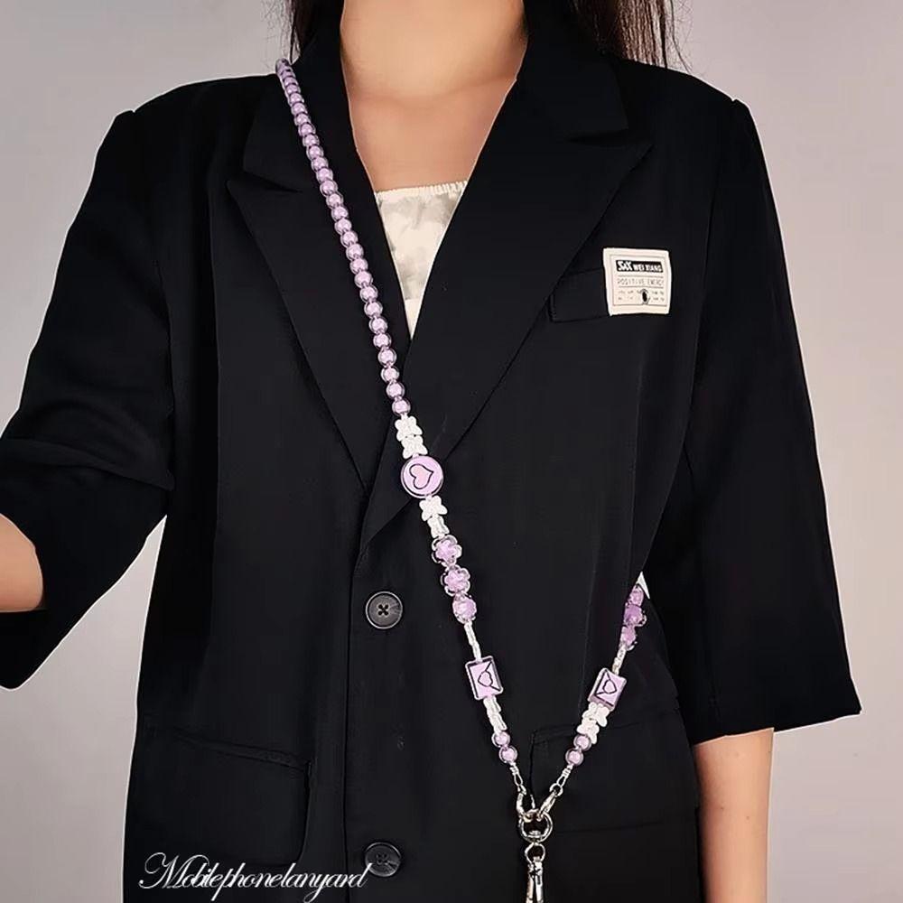Beads Crossbody Phone Strap Bowknot Phone Neck Straps Mobile Phone Lanyard  Phone Case Hanging