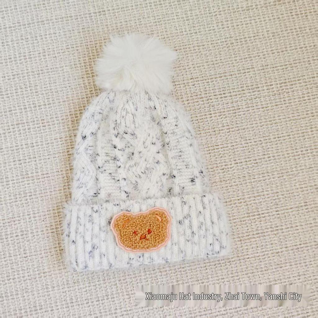 Cozy Autumn/Winter Knit Beanie for Boys and Girls – Cute Pom-Pom Bear Design