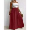Women Casual Loose Drawstring Mid Waist Solid Color Wide Leg Long Pants