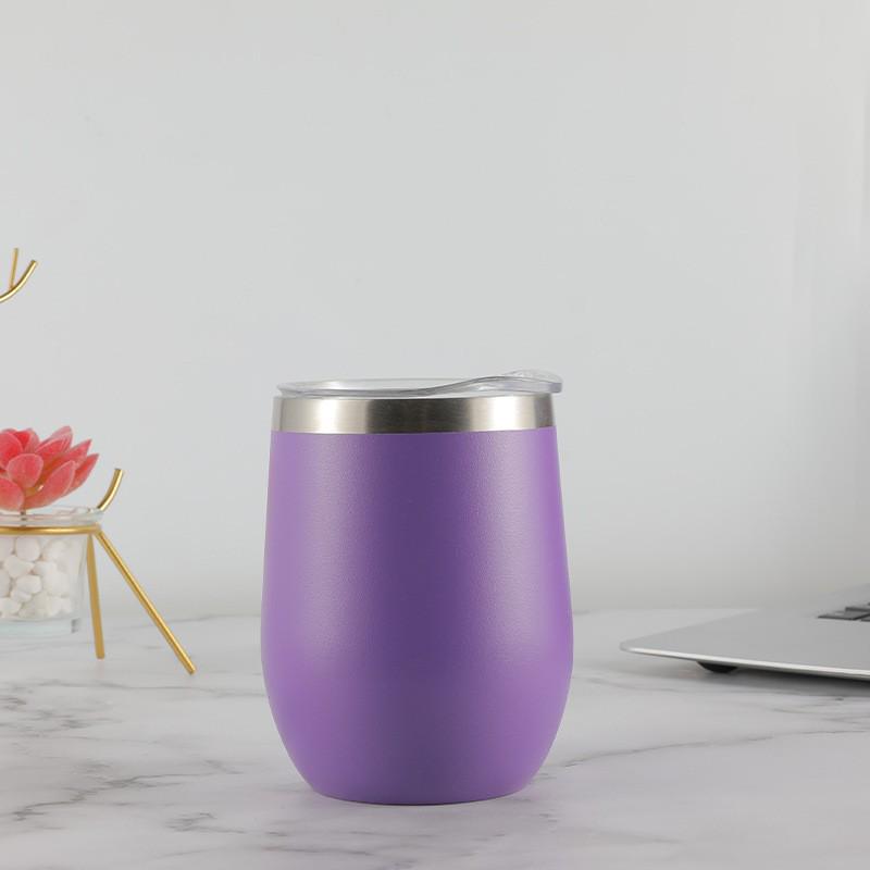 Tazza termica in acciaio inossidabile 304, Bicchiere da vino a doppia parete a forma di uovo da 12 oz, Mantiene le bevande calde o fredde.