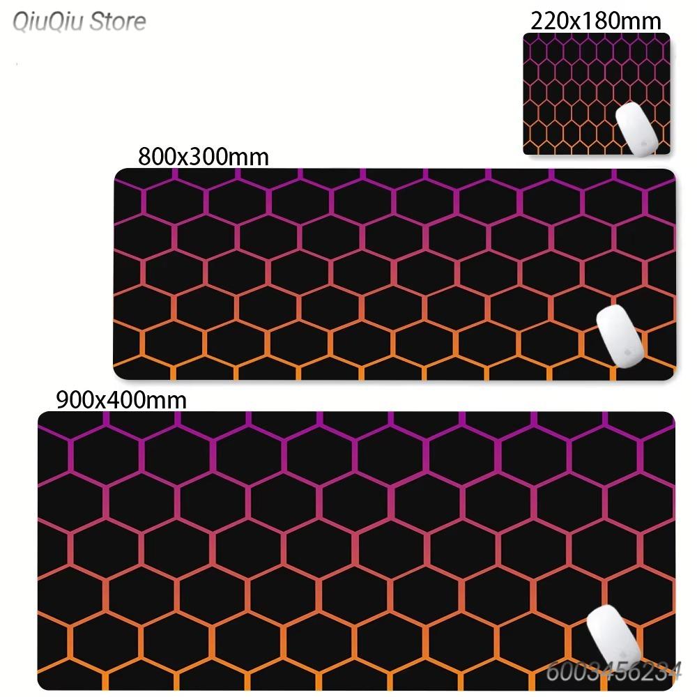 Neon Hexagon Gaming Mouse Pad Tech Style Large Desk Mat for Gamers Aesthetic Setup
