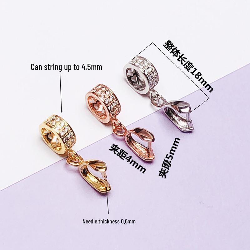 S925 Sterling Silver Gold-Plated Jade & Amber Clip-On Pendant Buckle