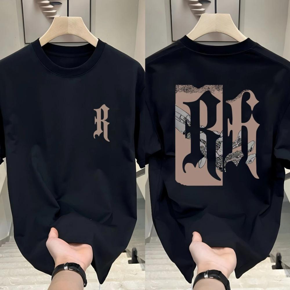 Summer Over Size Ins Printed Pure Cotton T-Shirt Comfortable Breathable and Elastic Sleeve Trendy Casual Tees for Sports