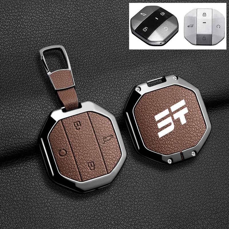 Car Zinc Alloy Leather Key Case Cover Holder For Chery Jetour Traveller 2025 Jetour T2 T1 Auto Key Protective Shell Accessories