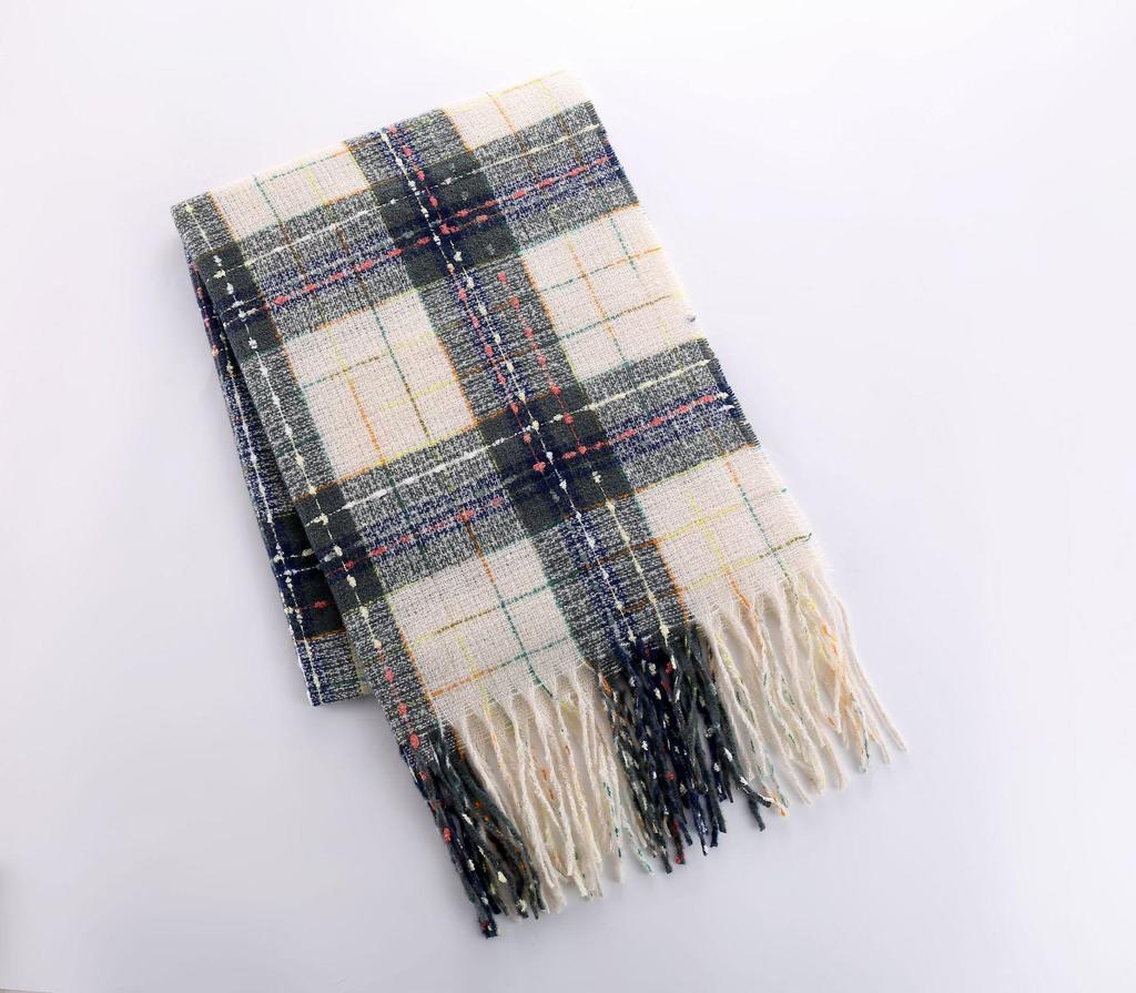 Korean Style Withered Rose Plaid Imitation Cashmere Scarf - Women's Winter Christmas Red Shawl