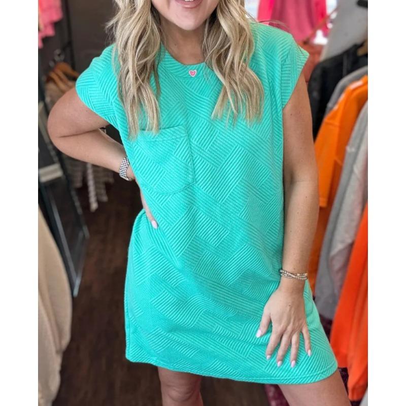 YYFS Moda damska Lato Wiosna Jednolity kolor Drukuj Krótki rękaw O-Neck Luźna talia Casual Sukienki