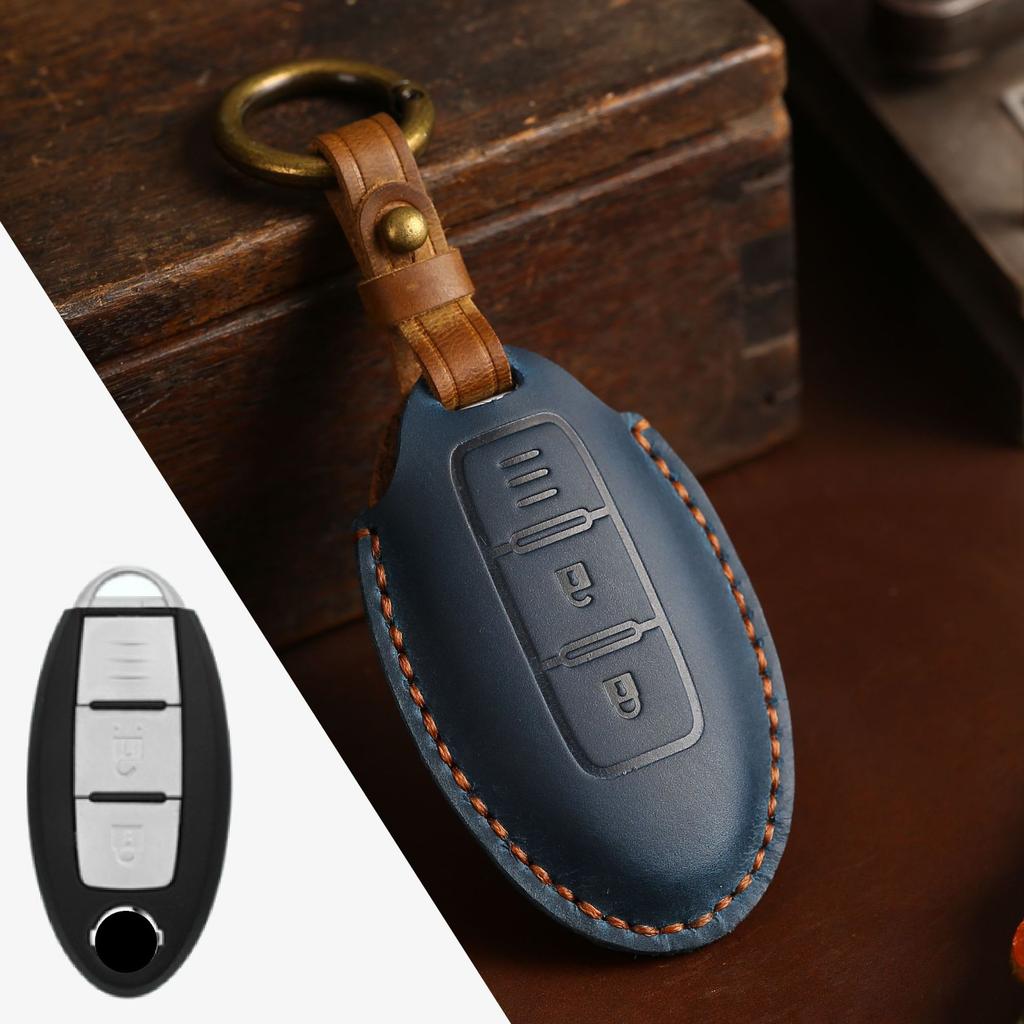 Genuine Leather Auto Key Fob Remote Cover Case Fit For Nissan Quest Elgrand Nv200 Evalia Serena Qashqai Juke X-Trail Note Almera Altima Auto