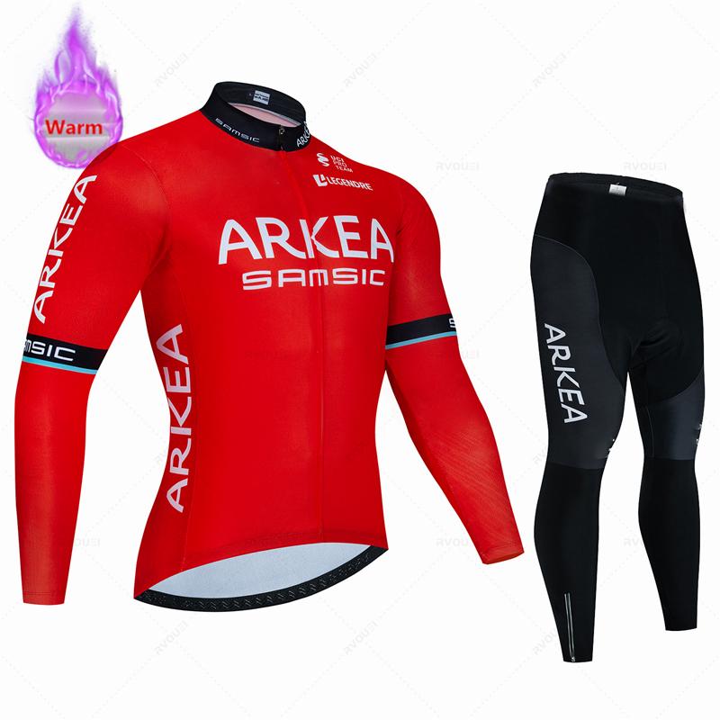 Arkea-Thermal Fleece Cycling Jersey Set, Bicycle Clothing, Outdoor Bike Clothes, MTB Ropa Ciclismo, Bib Pants Set, Winter