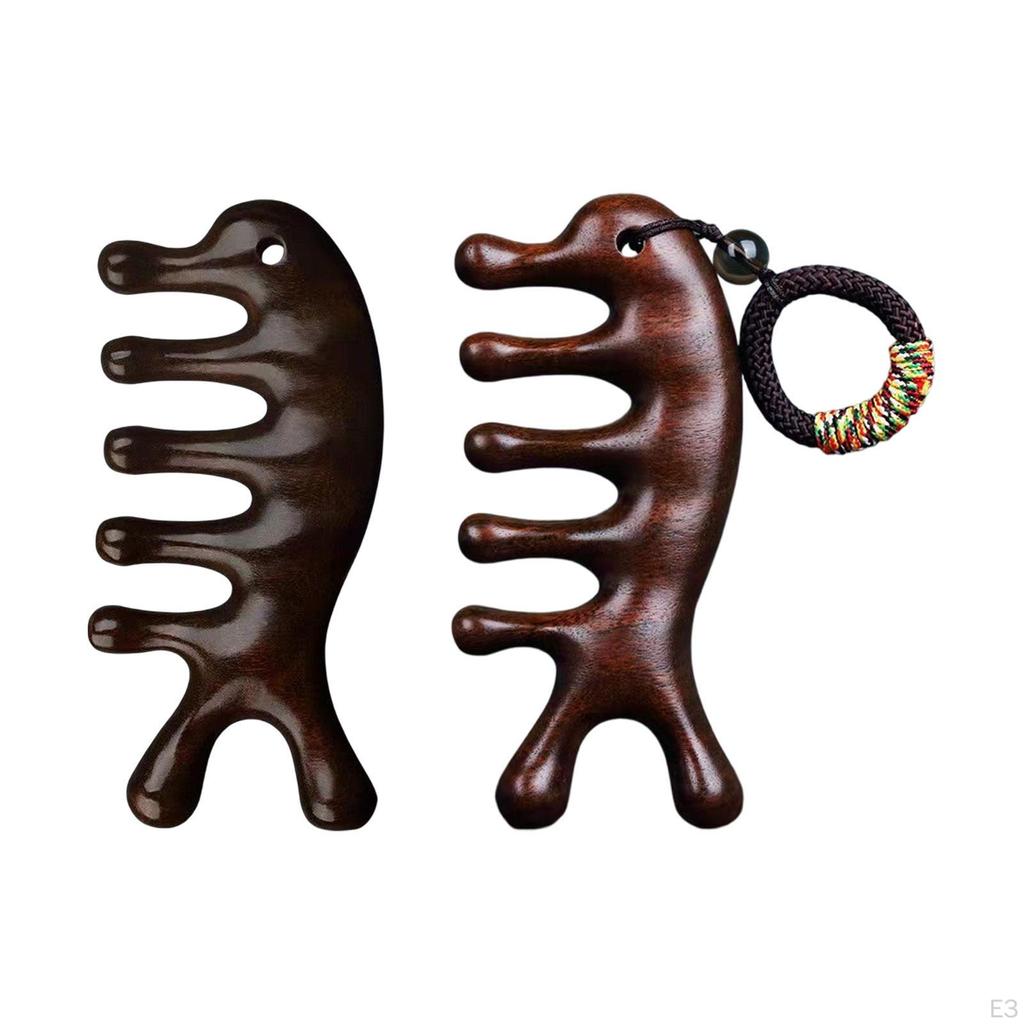 Dřevěný masážní hřeben Pět širokozubých hřebenů Péče o vlasy Krk Obličejový nástroj Pokožka hlavy