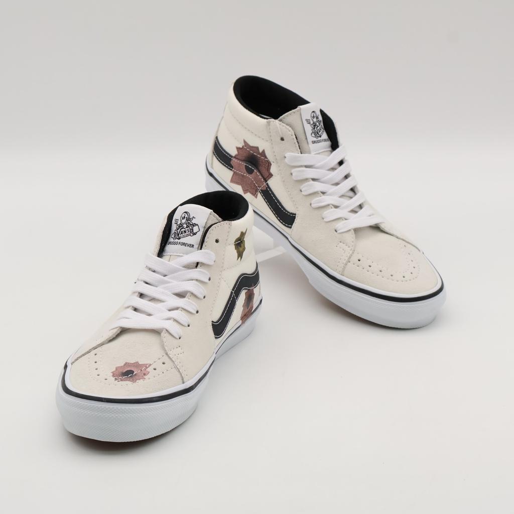 VN0A5KS1CRM Nate Lowman Supreme Vans Skate Grosso Mid Bullet Hole Natural (Men's