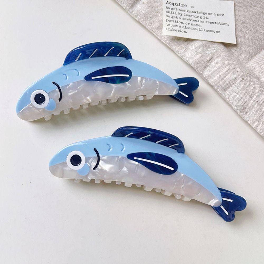 Geometry Ocean Sardine Hair Clip Marine Organism Acetate Grab Clip Large Hair Claw  Vacation