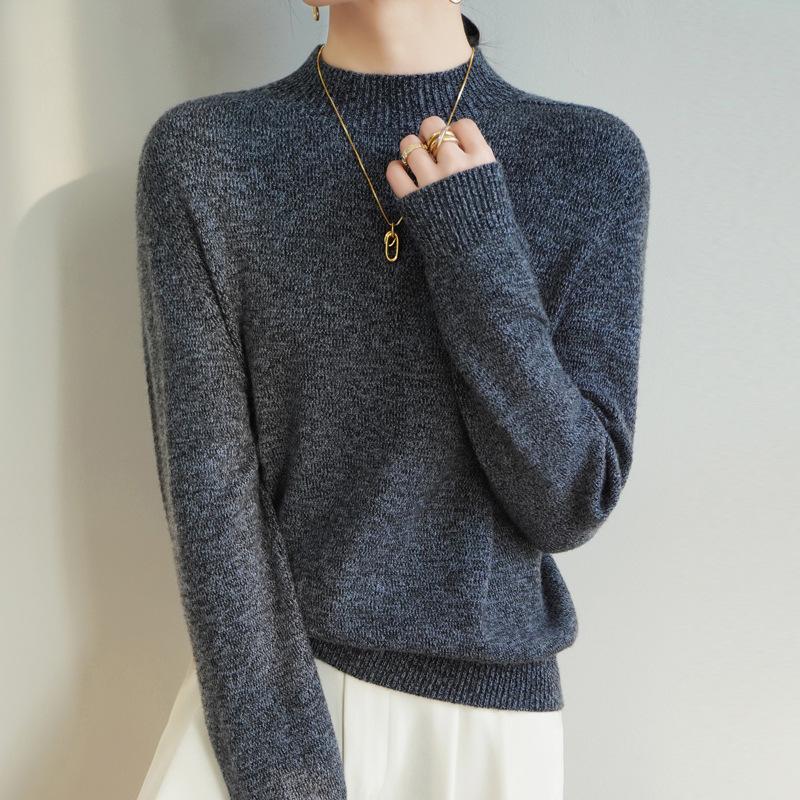 The New Long-sleeved Sweater Top with A Semi-high Neck and A Base Layer Makes You Look Slimmer and More Fashionable In Spring and Autumn