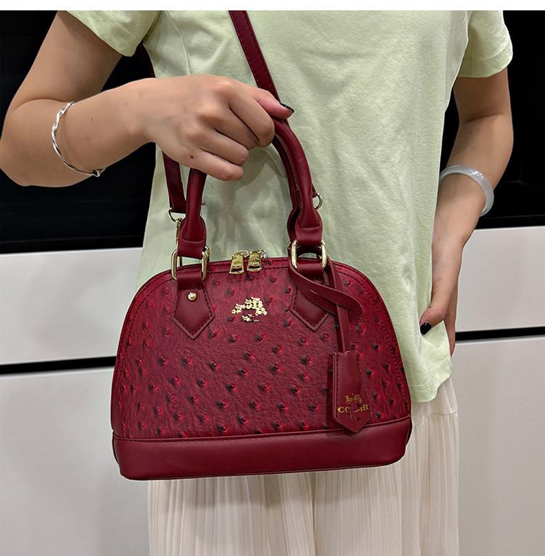 Women's Vintage 2025 Ostrich Pattern Large Capacity Handbag - Single Shoulder/Crossbody