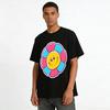 Smiley Face Flower Print Casual T-shirts Kids Boys Girls Loose Breathable Daily Crewneck Tops Pure cotton T-shirt