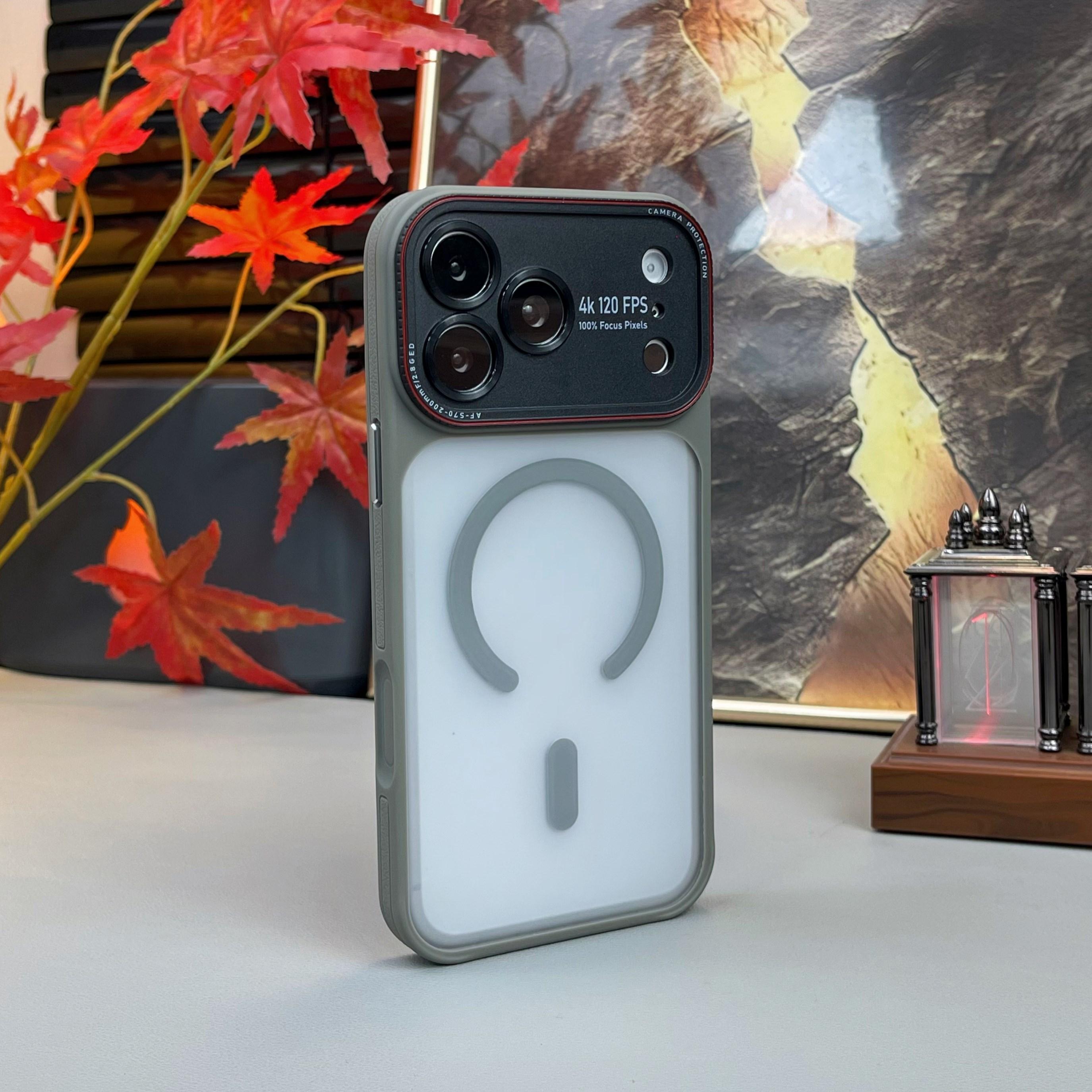 

Luxury Hybrid Silicone PC For Magsafe Armor Case for iPhone 17 Air 16 15 14 Pro Max Wireless Charging Magnetic Clear Matte Cover iPhone 15 Pro Max сірий колір