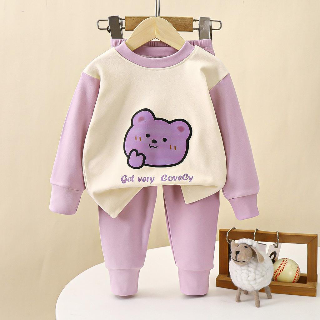 Children's Autumn & Winter Warm Home Set: Infant Clothes & Trousers for Boys & Girls