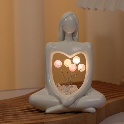 Statua d'arte decorativa, resina, luce notturna, estetica, luminosa, regalo di Natale, figurina astratta