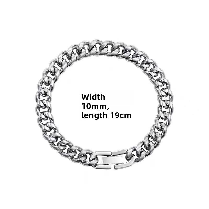 Tide Hip Hop Cuban Chain Does Not Fade Titanium Steel Necklace Boys and Girls Coarse Collarbone Chain Couple Versatile Light Luxury Cuban Chain