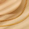 European and American Simple Stacked Double-layer Rice Bead Flat Snake Chain Necklace Electroplated 18K Gold Stainless Steel Versatile Jewelry Women