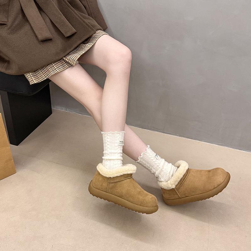 Ugly Cute Big Head Snow Boots Women's Winter 2025 Waterproof Snow Boots Fluffy Short Boots Thick-soled Piled Thickened Cotton Shoes