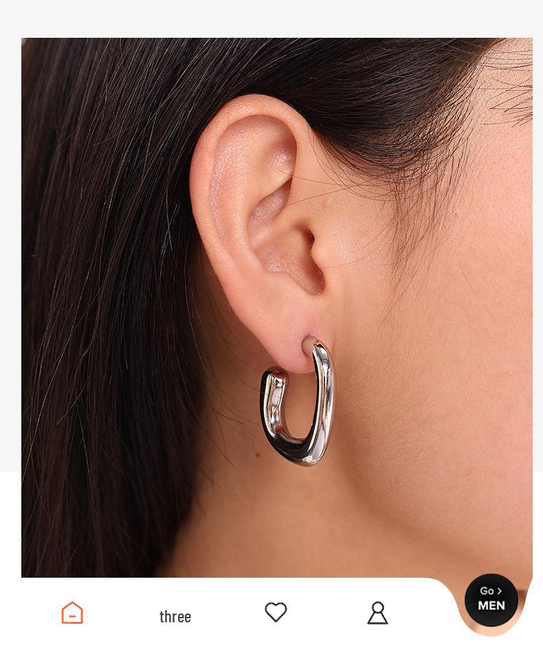 G-shaped Gold-plated Stainless Steel Geometric Earrings - Unique & Fashionable Design