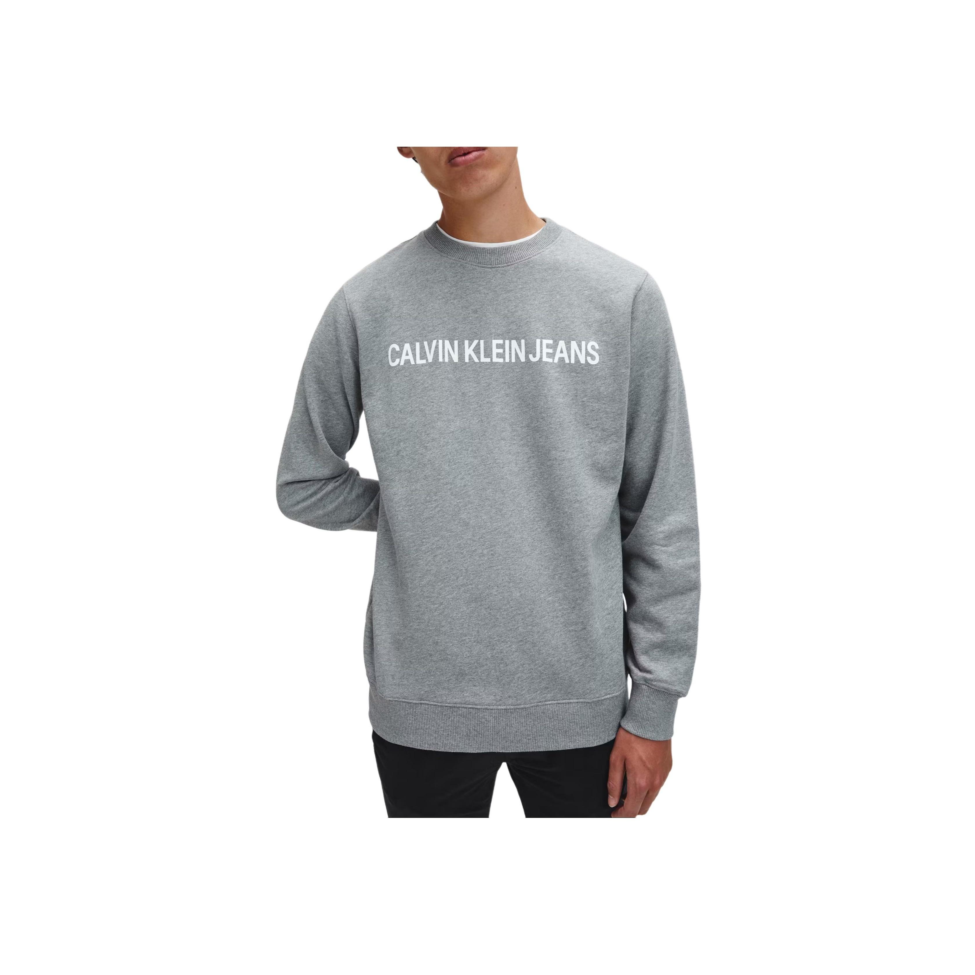 

Calvin Klein Минималистичный удобный универсальный повседневный свитшот с круглым вырезом и длинным рукавом, мужской свитшот, серый J30J307757-039 L