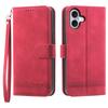 DIERFENG DF-03 For iPhone 17 Case Lines Imprint Wallet Leather Phone Cover with Wrist Strap