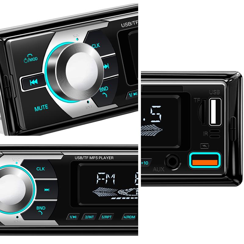 Car MP3 Player 1 DIN Car Radio 7 Colorful Lights Stereos for Car Universal FM Music Radio with Remote Control Bluetooth Hands-free Music Smart Voice