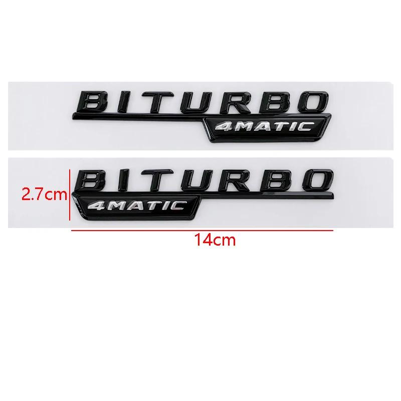 2pcs BITURBO 4MATIC Plus Logo Car Emblem Fender Badge Sticker For Mercedes Benz AMG C43 E43 GLE43 GLC43 W204 W203 W211 W205 X253