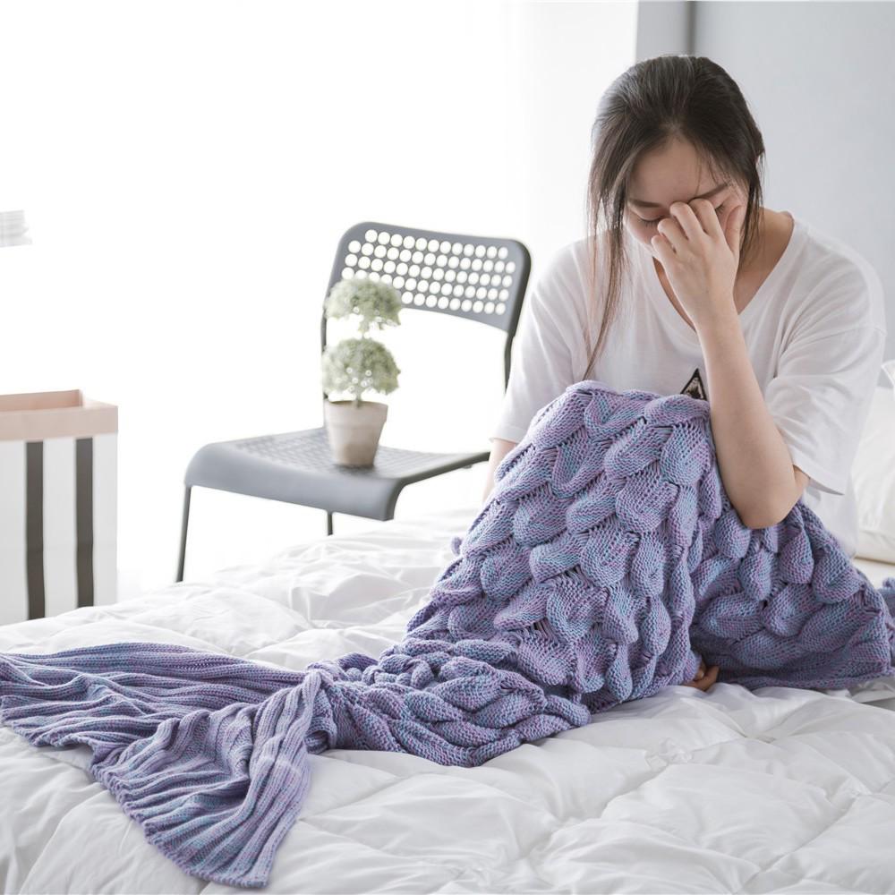 Mermaid Fish Scale Knitted Blanket - Fish Tail Design (Tax Excluded)