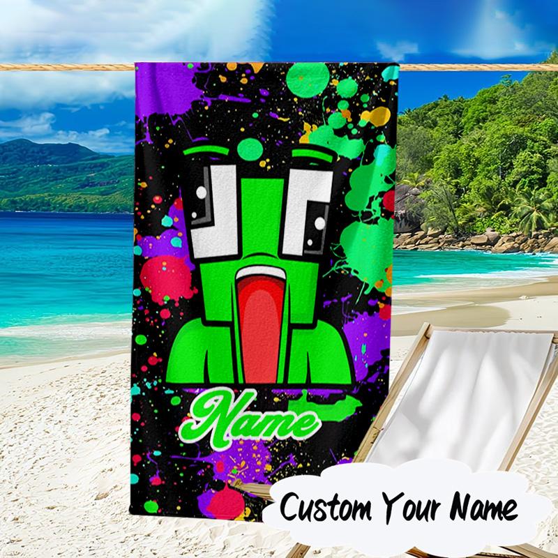 Custom Name Space Alien Un-speakable Microfiber Beach Towel Super Soft & Absorbent for Bath, Beach, Travel Bath Time Accessory, Fan Gifts