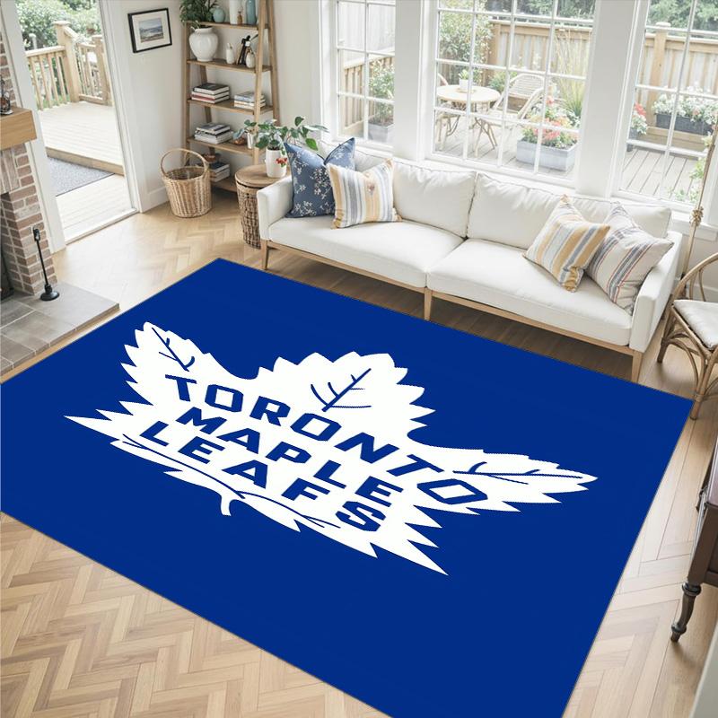 Toronto Maple Leafs Design Crystal Velvet Carpet Cozy Non?Slip Printed Rug For Bedroom Living Room Entrance