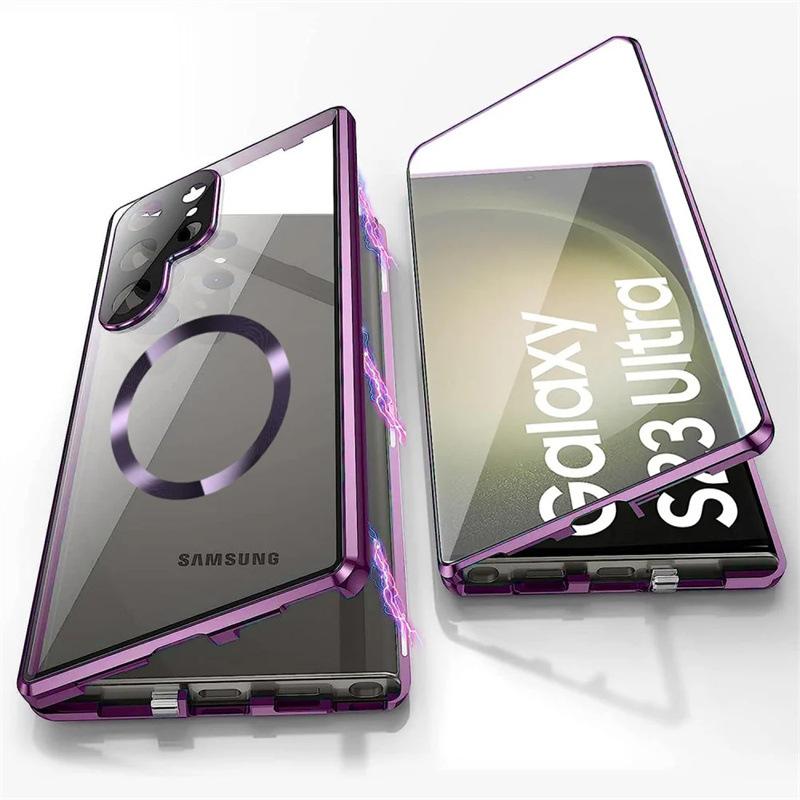 

Чехол для телефона Samsung Galaxy S23 S24 FE S25 Ultra 360° с защитой камеры Полная защита Магнитная металлическая рамка + Защитное стекло Galaxy S23 FE