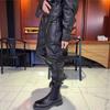 Manufacturer's Winter Men's New Recreational Locomotive Six-pocket Leather Pants Korean Version of Trendy Brand Cycling Windproof Warm Leggings