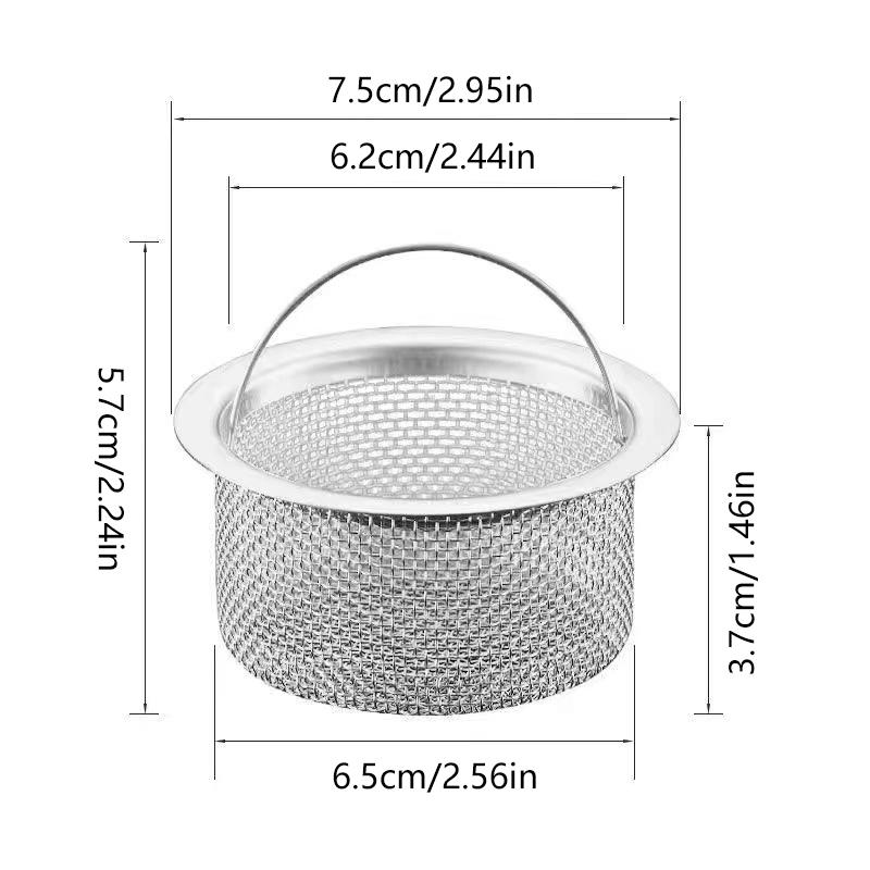 Stainless Steel Kitchen Sink Strainer Thickened Anti Clog Drain Filter Universal Leak Proof Mesh For Sink Basket Debris Catcher