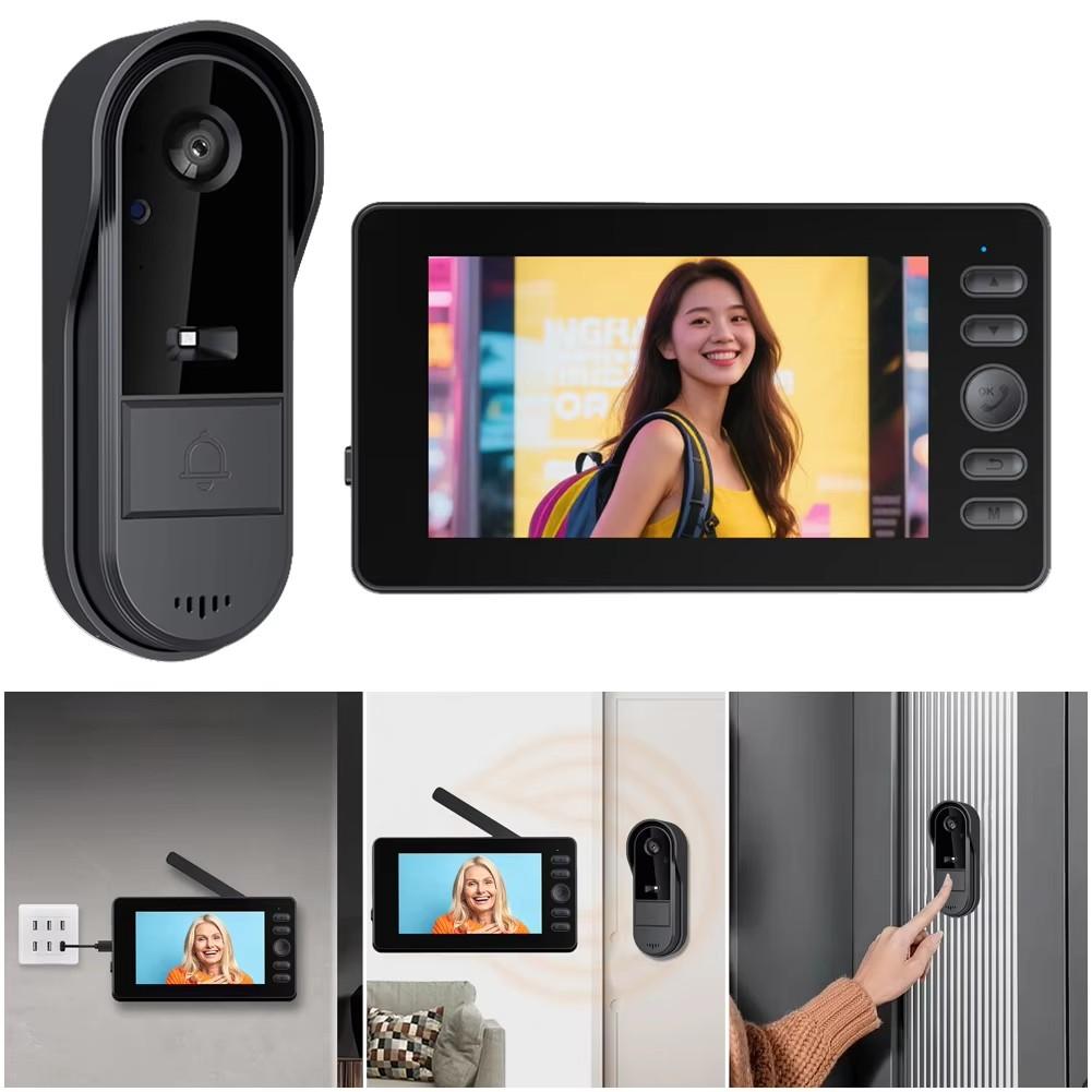 M15c 2.4G Wireless Video Intercom Doorbell IP65 Waterproof Video Doorbell Two Way Voice Doorbell with Camera Monitor Night Vision